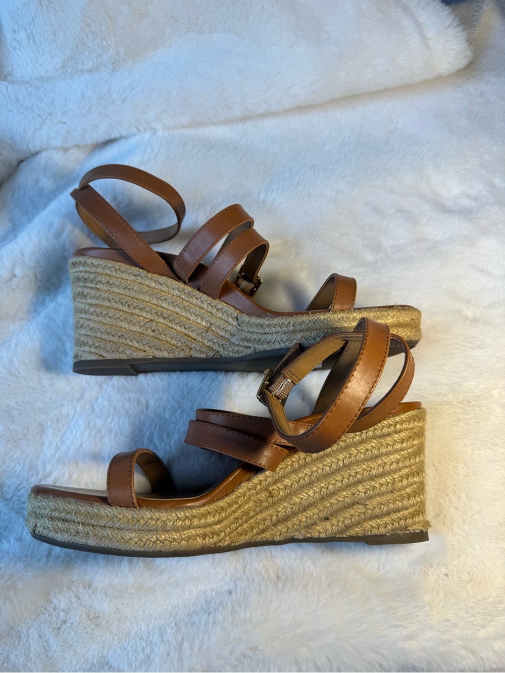 Vionic Sabina Tan Leather Strappy Espadrille Wedge Sandals Size 8 - Picture 5 of 7